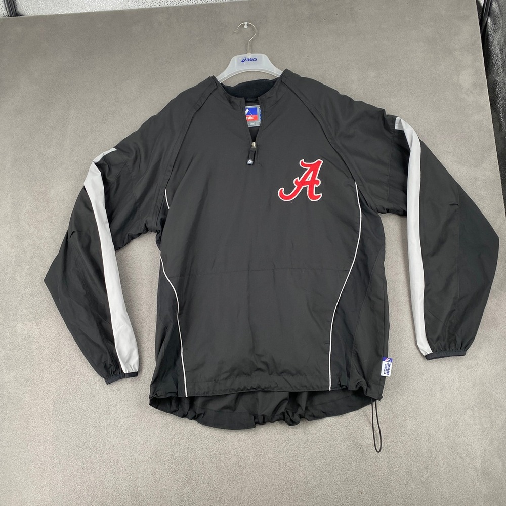 Majestic Alabama Crimson Tide Cool Base Quarter Zip Windshirt Black Mens Large